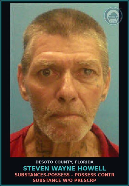 CCW arrest card for Steven Wayne Howell in DeSoto County: DRUGS-POSSESS - POSSESS contr substance W/O PRESCRIPTION