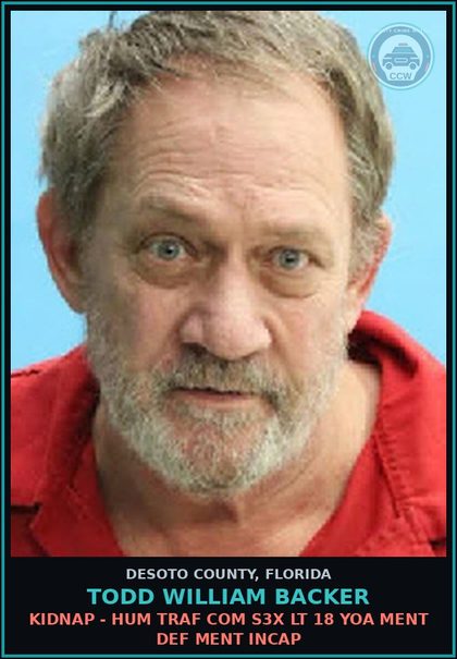 CCW arrest card for Todd William Backer in DeSoto County: LEWD LASCV BEHAVIOR - MOLEST VIC LESS 12YOA OFFENDER 18 YOA OR OLDER