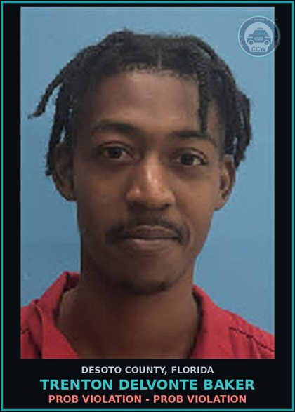CCW arrest card for Trenton Delvonte Baker in DeSoto County: PROB VIOLATION - PROB VIOLATION