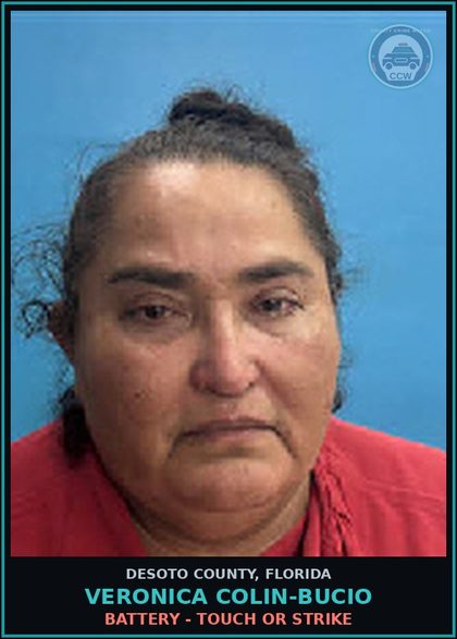CCW arrest card for Veronica Colin-Bucio in DeSoto County: BATTERY - TOUCH OR STRIKE