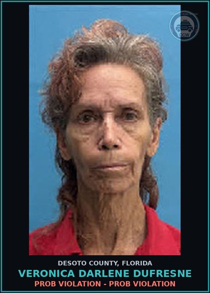 CCW arrest card for Veronica Darlene Dufresne in DeSoto County: PROB VIOLATION - PROB VIOLATION