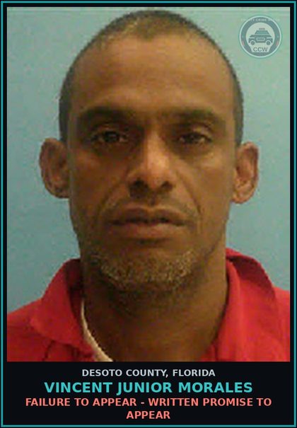 CCW arrest card for Vincent Junior Morales in DeSoto County: FAILURE TO APPEAR - WRITTEN PROMISE TO APPEAR