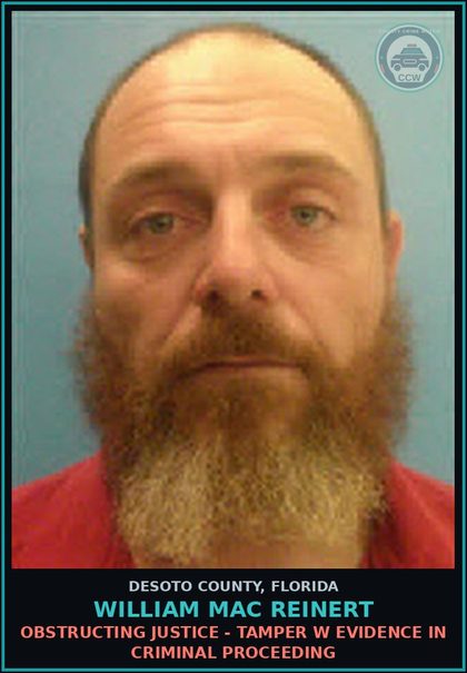 CCW arrest card for William Mac Reinert in DeSoto County: Canna-POSSESS - POSSESS LESS THAN 20 GRAMS Canna
