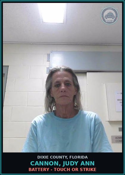 CCW arrest card for CANNON, JUDY ANN in Dixie County: BATTERY - TOUCH OR STRIKE