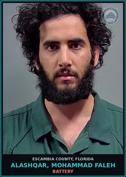 CCW arrest card for ALASHQAR, MOHAMMAD FALEH in Escambia County: BATTERY