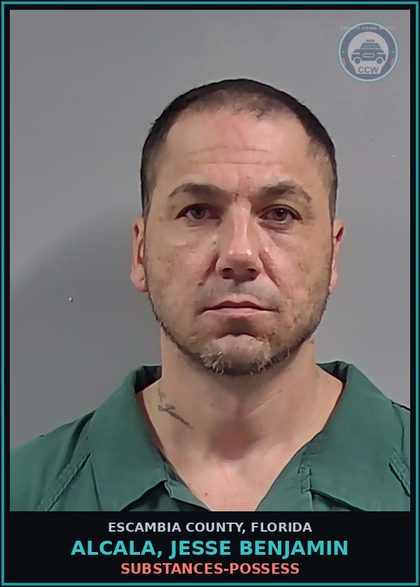 CCW arrest card for ALCALA, JESSE BENJAMIN in Escambia County: DRUGS-POSSESS