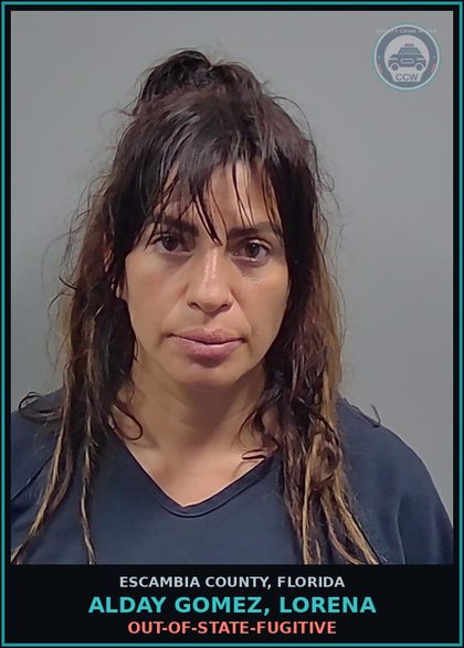 CCW arrest card for ALDAY GOMEZ, LORENA in Escambia County: OUT-OF-STATE-FUGITIVE