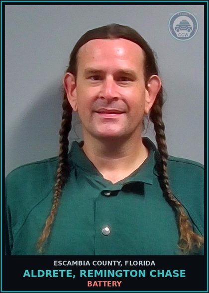 CCW arrest card for ALDRETE, REMINGTON CHASE in Escambia County: BATTERY