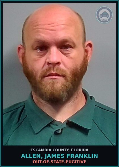 CCW arrest card for ALLEN, JAMES FRANKLIN in Escambia County: OUT-OF-STATE-FUGITIVE