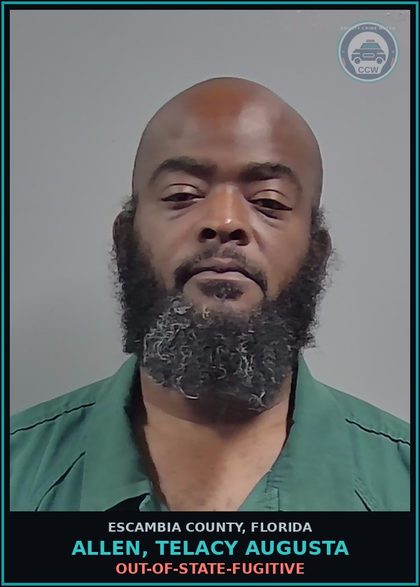 CCW arrest card for ALLEN, TELACY AUGUSTA in Escambia County: OUT-OF-STATE-FUGITIVE
