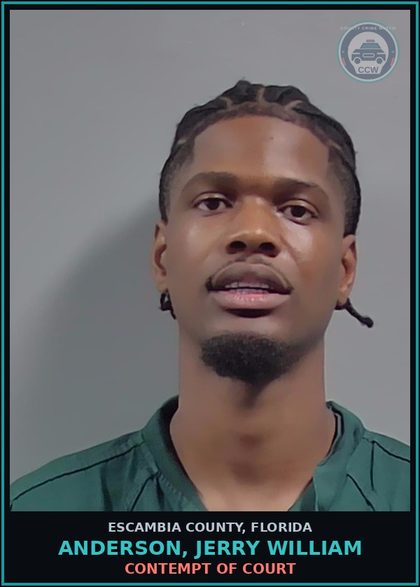 CCW arrest card for ANDERSON, JERRY WILLIAM in Escambia County: CONTEMPT OF COURT