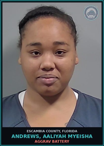 CCW arrest card for ANDREWS, AALIYAH MYEISHA in Escambia County: AGGRAV BATTERY