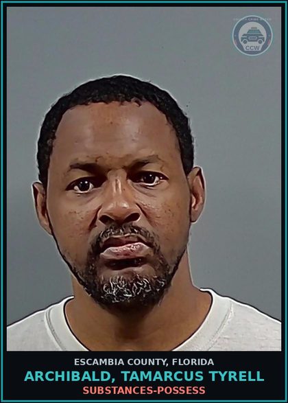 CCW arrest card for ARCHIBALD, TAMARCUS TYRELL in Escambia County: DRUGS-POSSESS