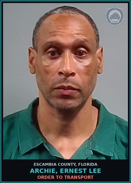 CCW arrest card for ARCHIE, ERNEST LEE in Escambia County: ORDER TO TRANSPORT