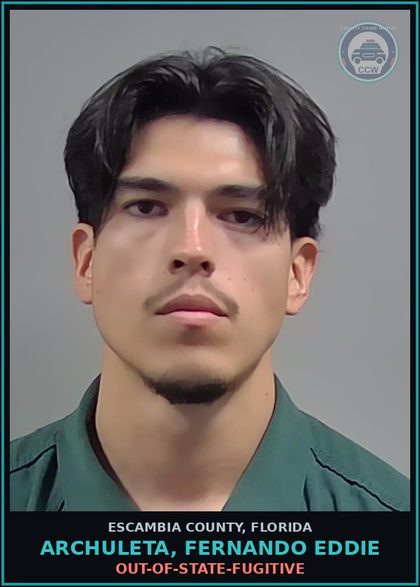 CCW arrest card for ARCHULETA, FERNANDO EDDIE in Escambia County: OUT-OF-STATE-FUGITIVE