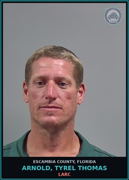 CCW arrest card for ARNOLD, TYREL THOMAS in Escambia County: LARC