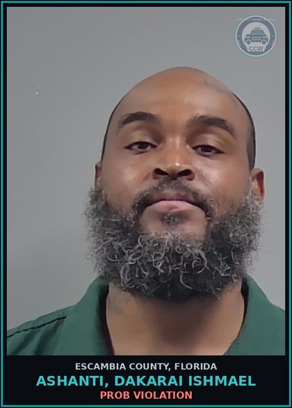 CCW arrest card for ASHANTI, DAKARAI ISHMAEL in Escambia County: PROB VIOLATION