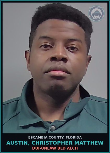 CCW arrest card for AUSTIN, CHRISTOPHER MATTHEW in Escambia County: DUI-UNLAW BLD ALCH