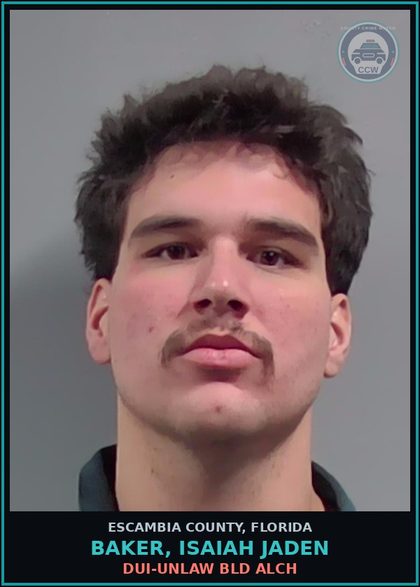CCW arrest card for BAKER, ISAIAH JADEN in Escambia County: DRUGS-POSSESS