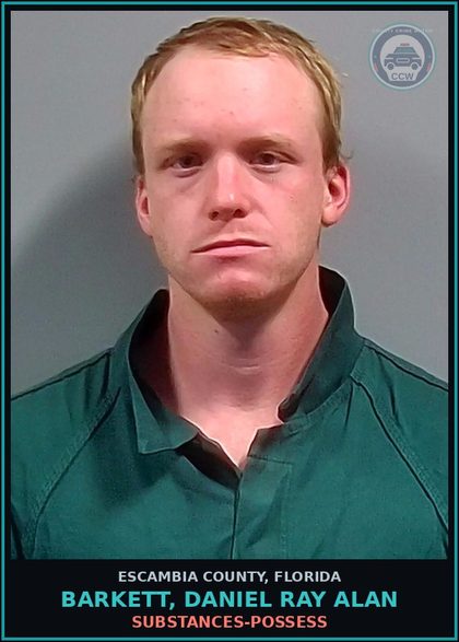 CCW arrest card for BARKETT, DANIEL RAY ALAN in Escambia County: DRUGS-POSSESS