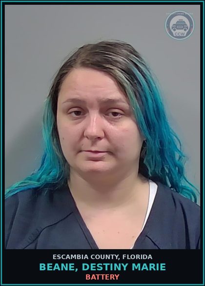 CCW arrest card for BEANE, DESTINY MARIE in Escambia County: BATTERY