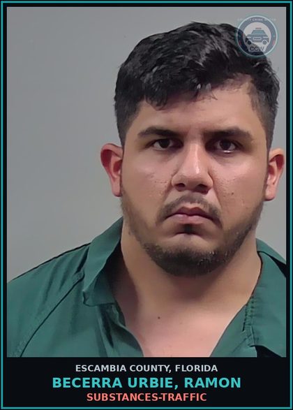 CCW arrest card for BECERRA URBIE, RAMON in Escambia County: DRUGS-TRAFFIC