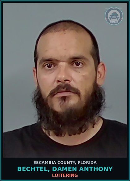 CCW arrest card for BECHTEL, DAMEN ANTHONY in Escambia County: LOITERING