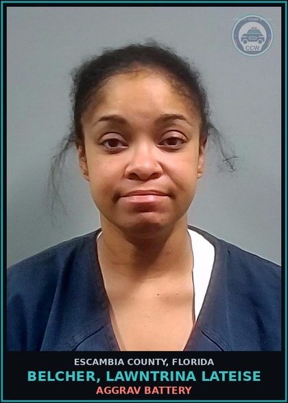 CCW arrest card for BELCHER, LAWNTRINA LATEISE in Escambia County: AGGRAV BATTERY