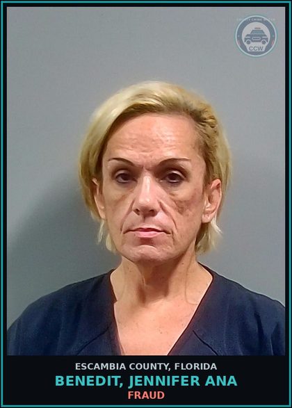 CCW arrest card for BENEDIT, JENNIFER ANA in Escambia County: BURGL