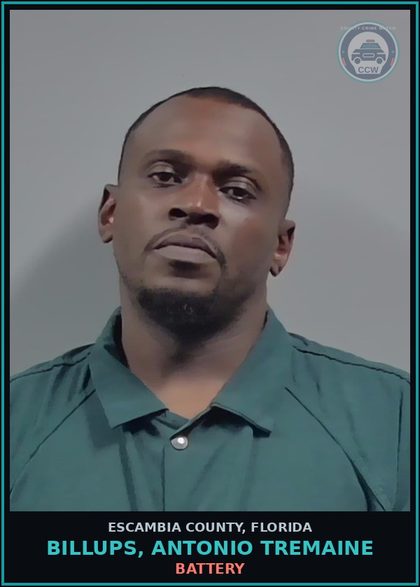 CCW arrest card for BILLUPS, ANTONIO TREMAINE in Escambia County: BATTERY