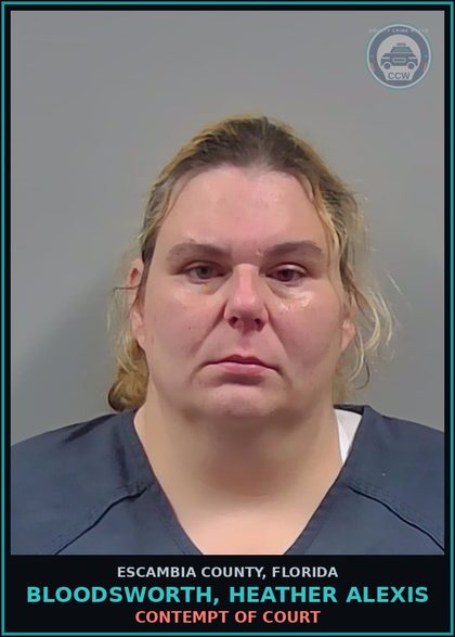 CCW arrest card for BLOODSWORTH, HEATHER ALEXIS in Escambia County: CONTEMPT OF COURT