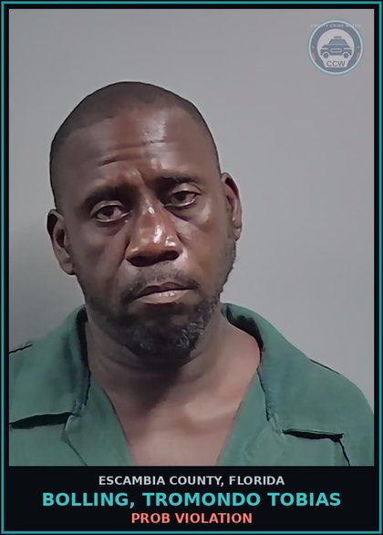 CCW arrest card for BOLLING, TROMONDO TOBIAS in Escambia County: PROB VIOLATION