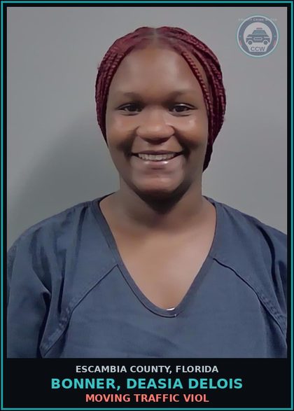 CCW arrest card for BONNER, DEASIA DELOIS in Escambia County: MOVING TRAFFIC VIOL
