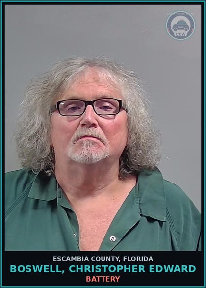CCW arrest card for BOSWELL, CHRISTOPHER EDWARD in Escambia County: BATTERY