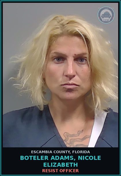 CCW arrest card for BOTELER ADAMS, NICOLE ELIZABETH in Escambia County: DRUGS-POSSESS