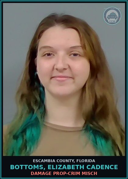 CCW arrest card for BOTTOMS, ELIZABETH CADENCE in Escambia County: DAMAGE PROP-CRIM MISCH