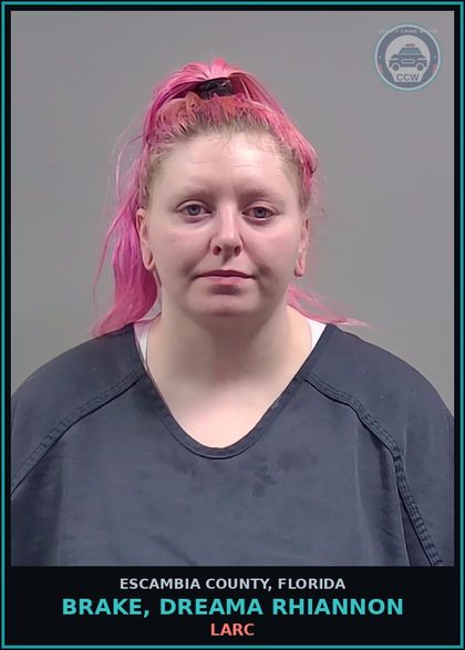 CCW arrest card for BRAKE, DREAMA RHIANNON in Escambia County: LARC