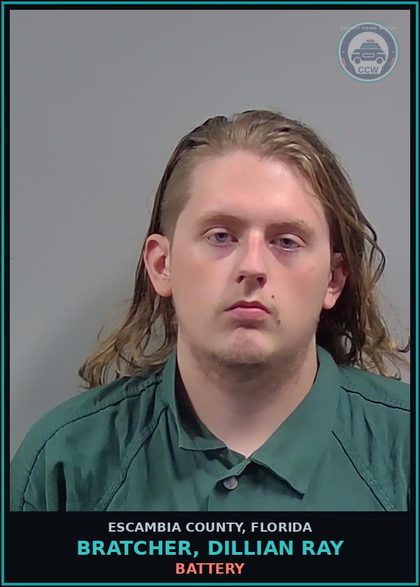 CCW arrest card for BRATCHER, DILLIAN RAY in Escambia County: DAMAGE PROP-CRIM MISCH