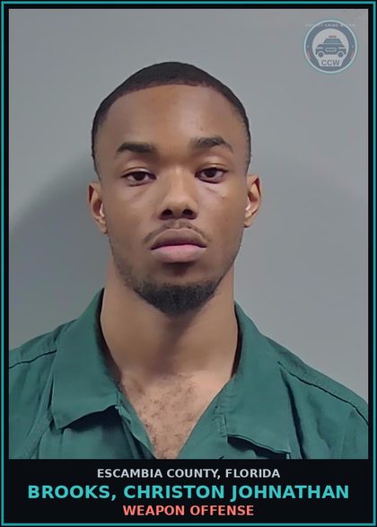 CCW arrest card for BROOKS, CHRISTON JOHNATHAN in Escambia County: WEAPON OFFENSE