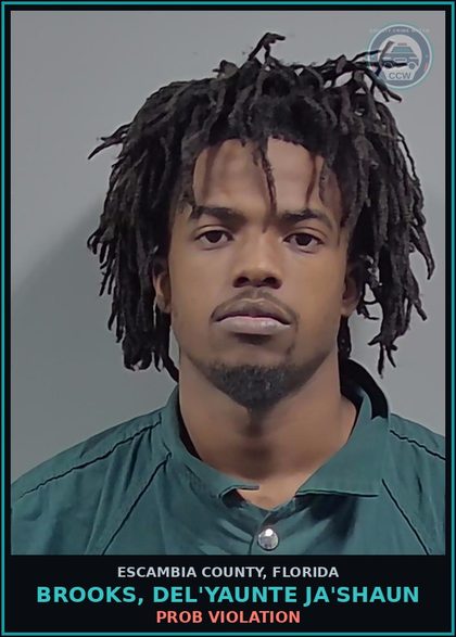 CCW arrest card for BROOKS, DEL'YAUNTE JA'SHAUN in Escambia County: PROB VIOLATION