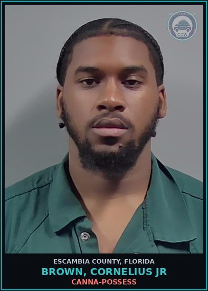 CCW arrest card for BROWN, CORNELIUS JR in Escambia County: Canna-POSSESS