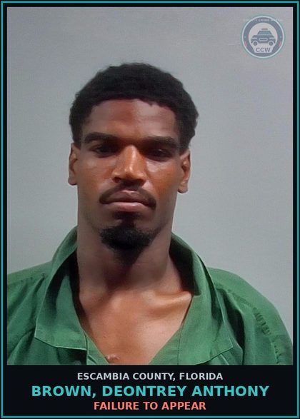 CCW arrest card for BROWN, DEONTREY ANTHONY in Escambia County: FAILURE TO APPEAR