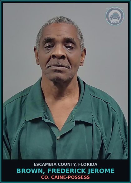 CCW arrest card for BROWN, FREDERICK JEROME in Escambia County: COCAINE-POSSESS