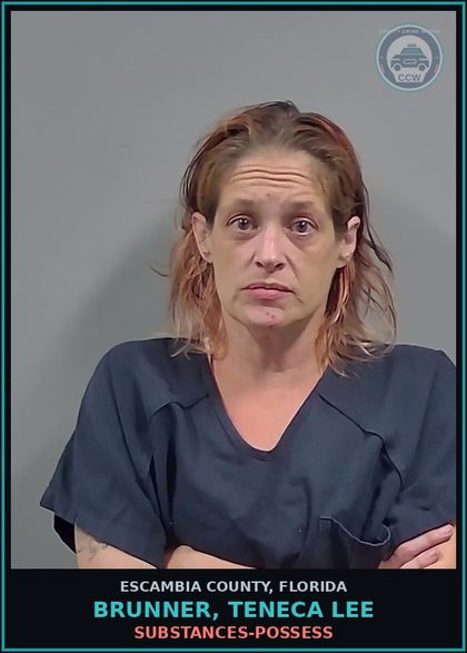 CCW arrest card for BRUNNER, TENECA LEE in Escambia County: DRUGS-POSSESS