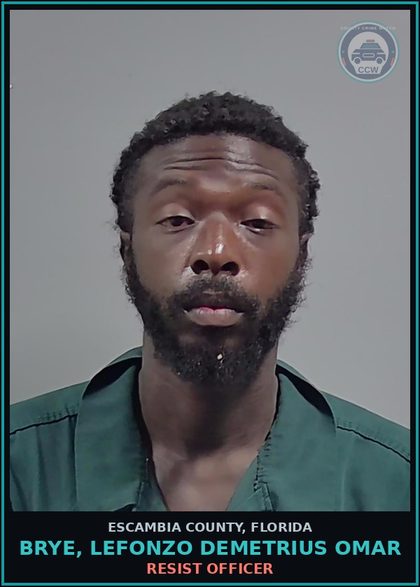 CCW arrest card for BRYE, LEFONZO DEMETRIUS OMAR in Escambia County: DRUGS-TRAFFIC