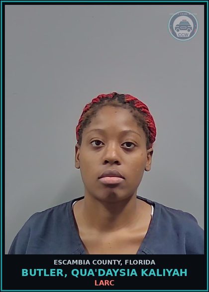 CCW arrest card for BUTLER, QUA'DAYSIA KALIYAH in Escambia County: LARC