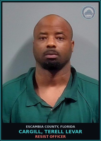 CCW arrest card for CARGILL, TERELL LEVAR in Escambia County: BURGL