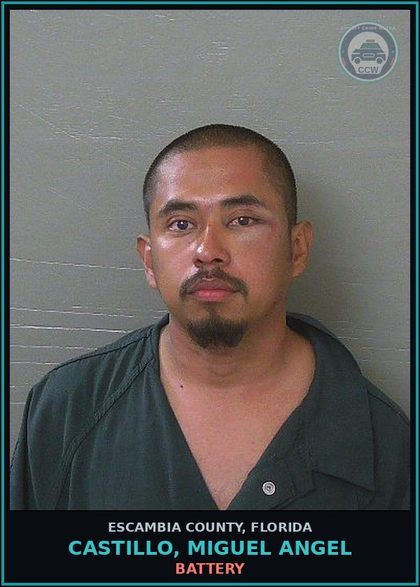 CCW arrest card for CASTILLO, MIGUEL ANGEL in Escambia County: BATTERY
