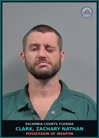 CCW arrest card for CLARK, ZACHARY NATHAN in Escambia County: RESIST OFFICER