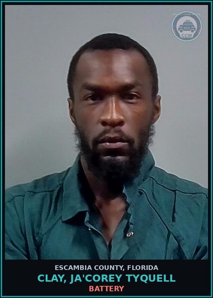 CCW arrest card for CLAY, JA'COREY TYQUELL in Escambia County: BATTERY